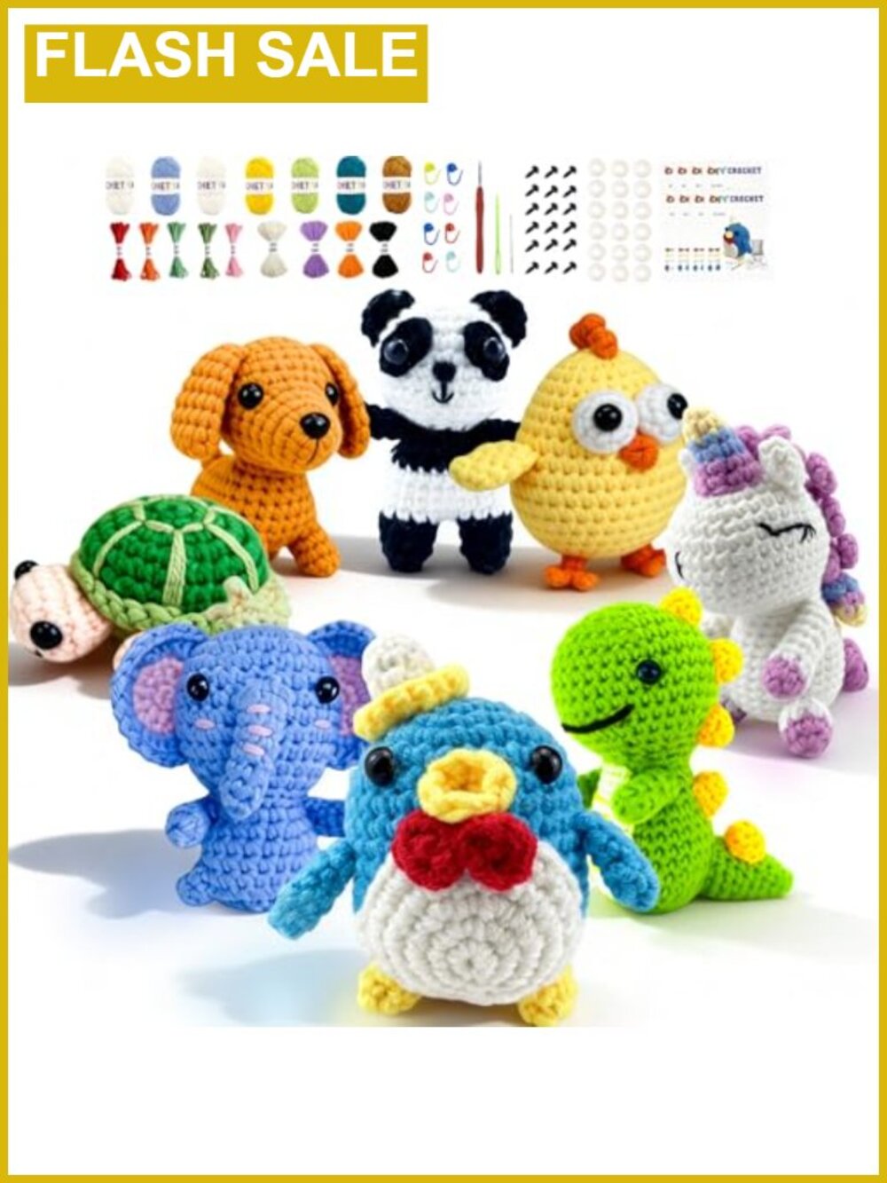 Crochet Kit for Beginners 8Pc DIY Craft Animal Kit with Step-by-Step Video Gift